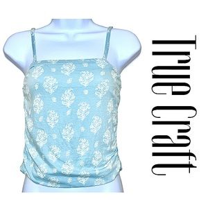 NWT! True Craft Aqua Print Cinched Side Tube Tank Top Removable Straps Size L